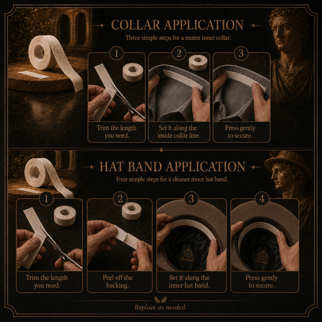 Collar & Hat Liner Tape